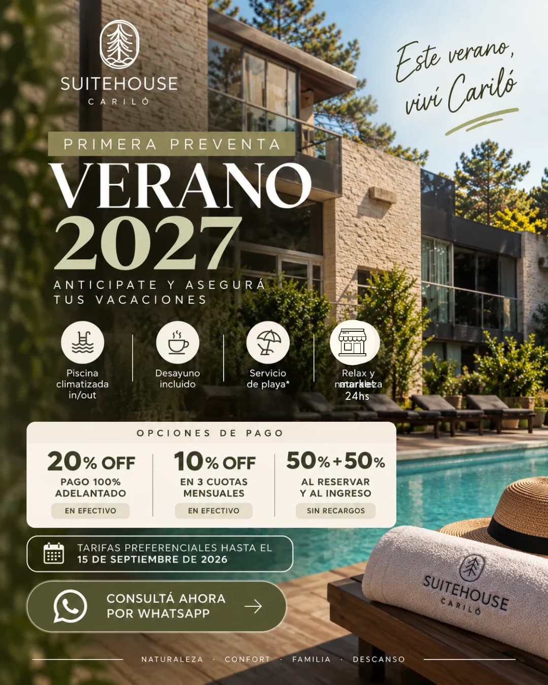 Publicación de Suite House Cariló: primera preventa verano 2027 con opciones de pago